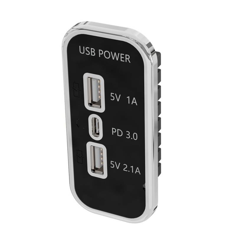 3 Ports 12V USB Steckdose, 12V Auto Dual USB Typ C Ladegerät Buchse Licht Einbau Steckdose für Wohnwage von Xingdianfu