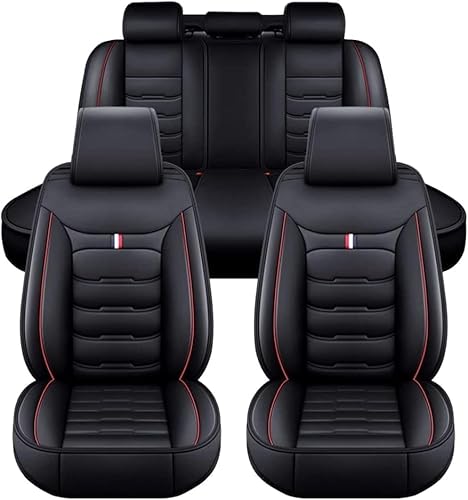 Xingruijie Auto Sitzbezügesets für-Audi R8 Spyder A5 Sportback A5 Coupe, Leder Wasserdicht Rutschfester Atmungsaktive Antifouling Protektoren Zubehör,Blackred von Xingruijie