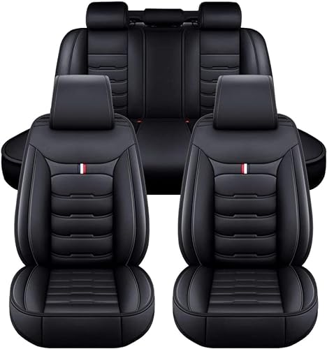 Xingruijie Auto Sitzbezügesets für-BMW 316i/316d Coupe/Cabriolet (E46), Leder Wasserdicht Rutschfester Atmungsaktive Antifouling Protektoren Zubehör,Black von Xingruijie