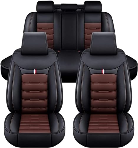 Xingruijie Auto Sitzbezügesets für-BMW 316i/316d Coupe/Cabriolet (E46), Leder Wasserdicht Rutschfester Atmungsaktive Antifouling Protektoren Zubehör,Blackcoffee von Xingruijie