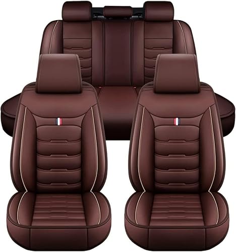 Xingruijie Auto Sitzbezügesets für-Bugatti Chiron, Leder Wasserdicht Rutschfester Atmungsaktive Antifouling Protektoren Zubehör,Coffee von Xingruijie