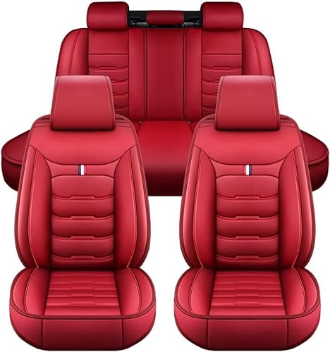 Xingruijie Auto Sitzbezügesets für-Volkswagen Tiguan (2011-2015), Leder Wasserdicht Rutschfester Atmungsaktive Antifouling Protektoren Zubehör,Red von Xingruijie