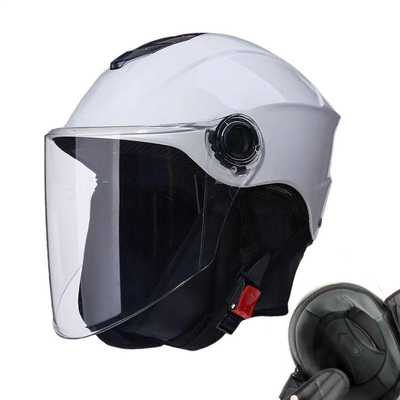 Motorradhelm – Halbgesichts-Kopfbedeckung, abnehmbarer Schal-Helm | Halbschalen-Motocross-Kopfbedeckung mit Visier, leichte offene Motorrad-Kopfbedeckung, halbe Gesichts-Straßenrad-Kopfbedeckung für M von Xinhuju