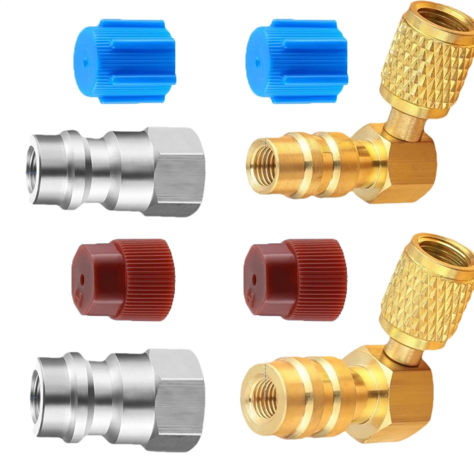 R134a-Umrüstadaptersatz – R134A-AC-Anschlusssatz, Hoch-/Niederdruck R12 auf R134a | Wechselstromsystem-Konvertierung für Autos, Reparaturwerkzeug für Kfz-Klimaanlagen, kompatibel mit Fahrzeugkühlsyste von Xinhuju