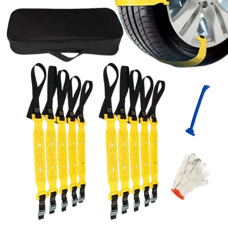 Schneeketten für Autoreifen, Schneeketten für Auto, 10 Stück Schneeketten Heavy Duty Traktion Reifenketten, Schneeketten für Autoreifen, Heavy Duty Rutschfest von Xinhuju