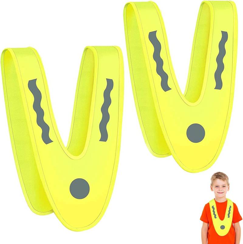 Xionghonglong Leichte Warnwesten Kinder, 2PCS V-Form Signalkragen, Reflektorweste Kinder, Sicherheitsweste für Kinder, Warnschutzweste Kinder, Zur Sicherheit der Kinder - Waschbar von Xionghonglong