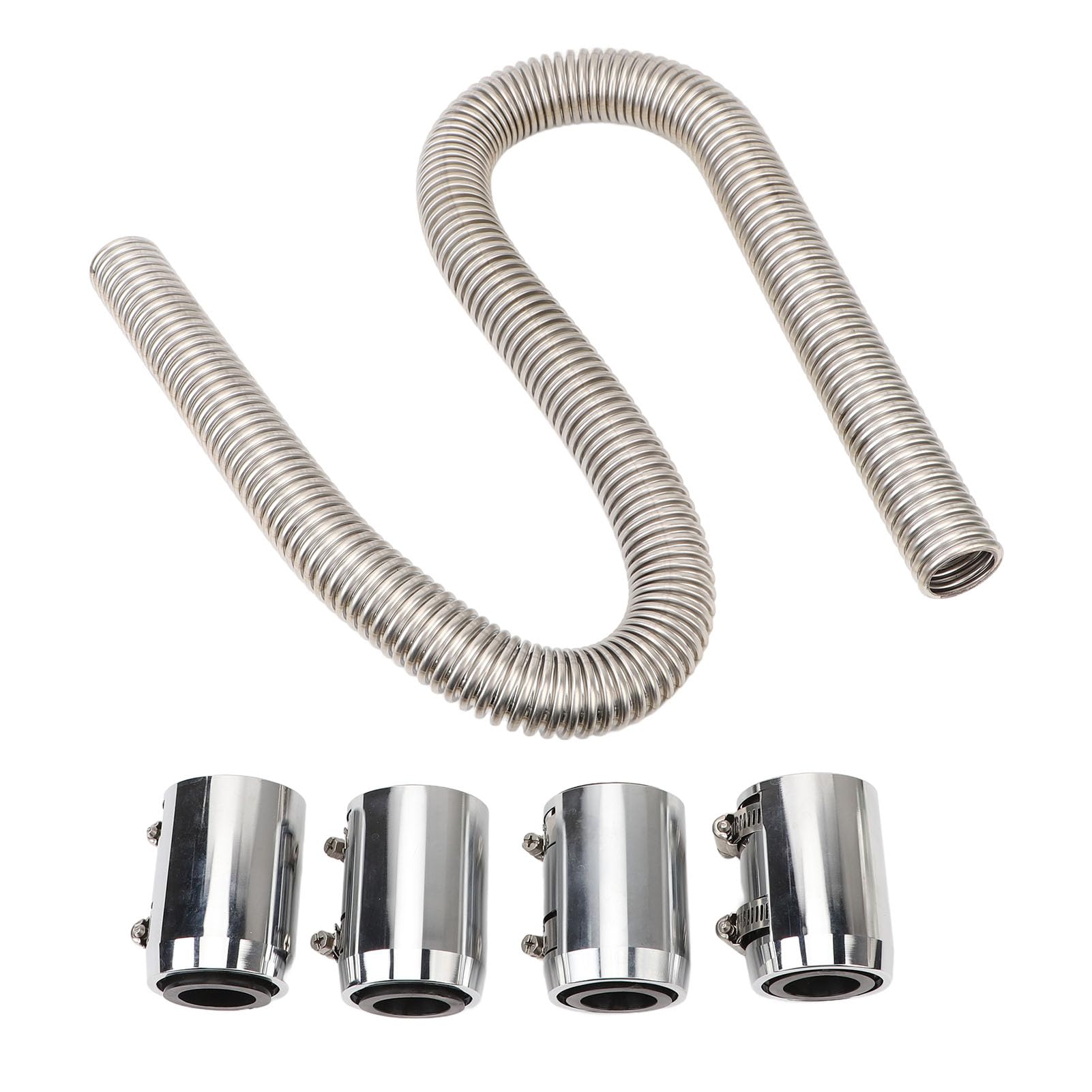 48-Zoll-flexibles Kühlerschlauch-Set, Wasserschlauch-Adapter, Kühlmittel-Kühlerschlauch-Set, Edelstahl-Gummi-Wärmeableitungsschlauch-Set mit 4 Kappen für Motor (SILVER) von Xiuganpo