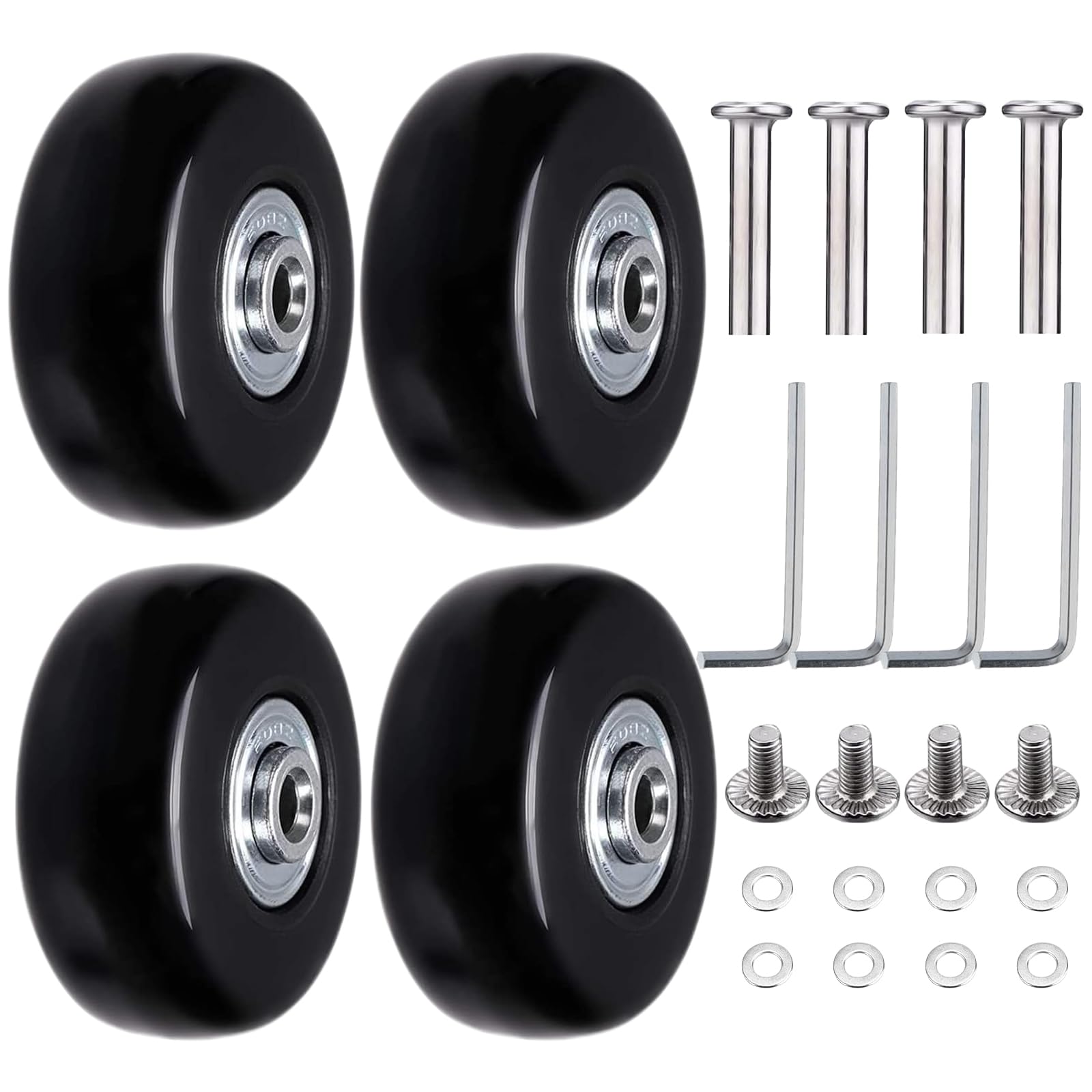 Xmart 4 Stück Gepäck Ersat Wheel Kofferrollen Trolley Ersatzrollen 50 * 18 mm Koffer Ersatzräder mit Metall Achsen Ersatzteile Gepäckkoffer Räder Gummi Luggage Wheels Replacement Koffer Rollen Ersatz von Xmart