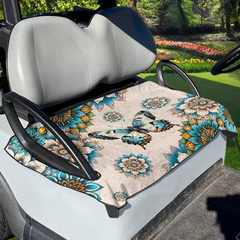 Xoenoiee Boho Mandala und Schmetterling Druck Golfwagen Sitzbezug Golf Auto Sitzbezug Golf Wagen Sitzbezug Sitzdecke Fit für 2 Personen Sitze Club Auto von Xoenoiee