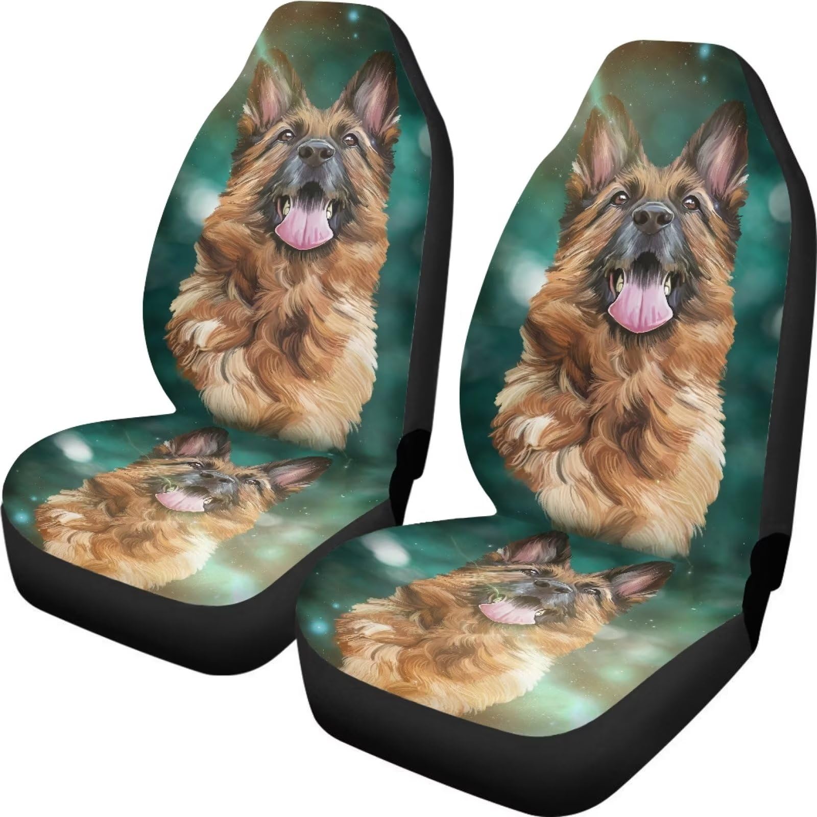 Xoenoiee German Shepherd Print Auto Sitzbezug Protector Vordersitze Abdeckung für LKW SUV Jeep Polyester Sitzbezug Automotive Fahrzeuge Sitzbezug Schoner vor Lebensmitteln, Schmutz von Xoenoiee