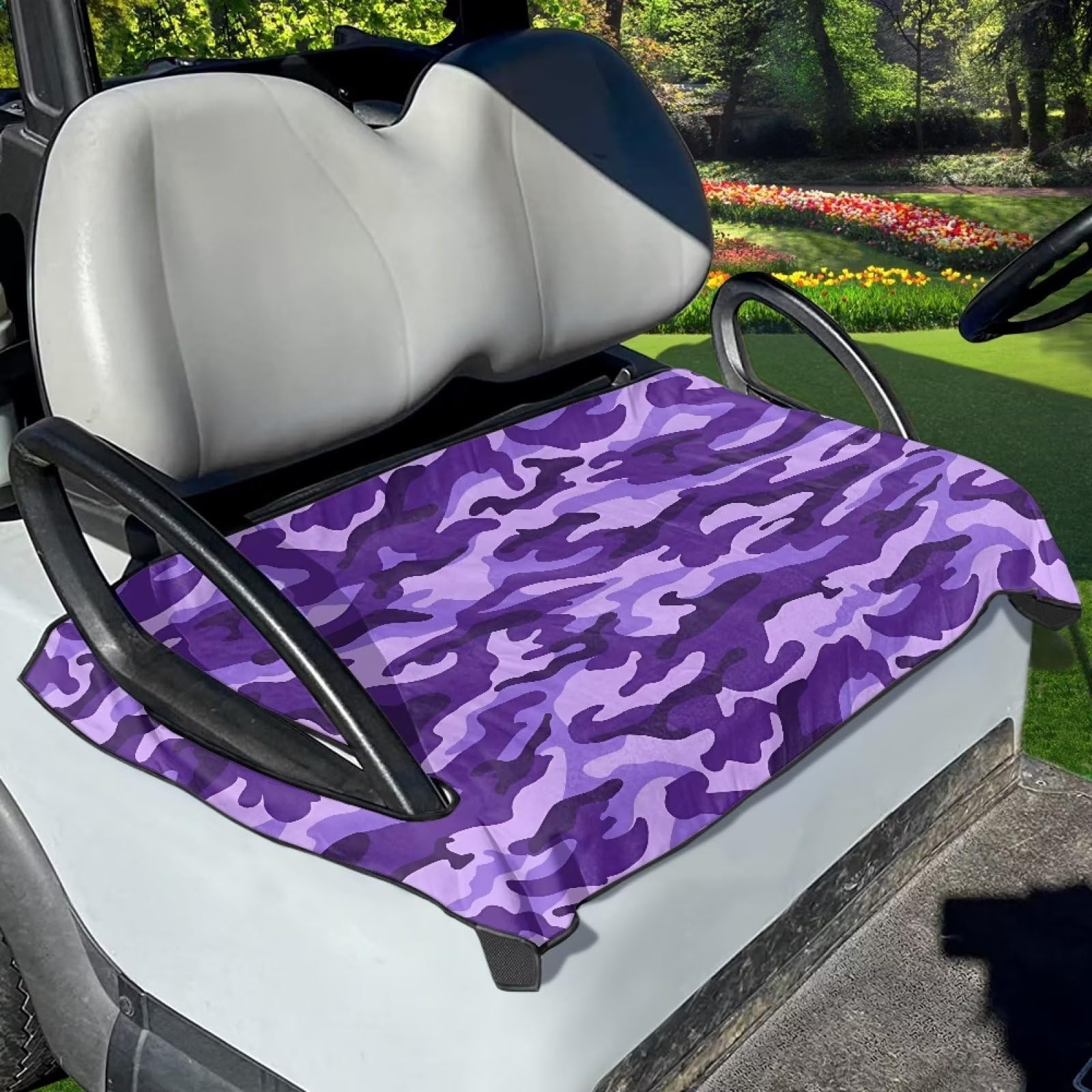 Xoenoiee Lila Zebre-Print Golf Cart Sitzbezüge, Golf Cart Seat Towel/Blanket Fits Most Golf Cart, Club Car of 2-Seat Golf Carts, Easy Install and Clean von Xoenoiee