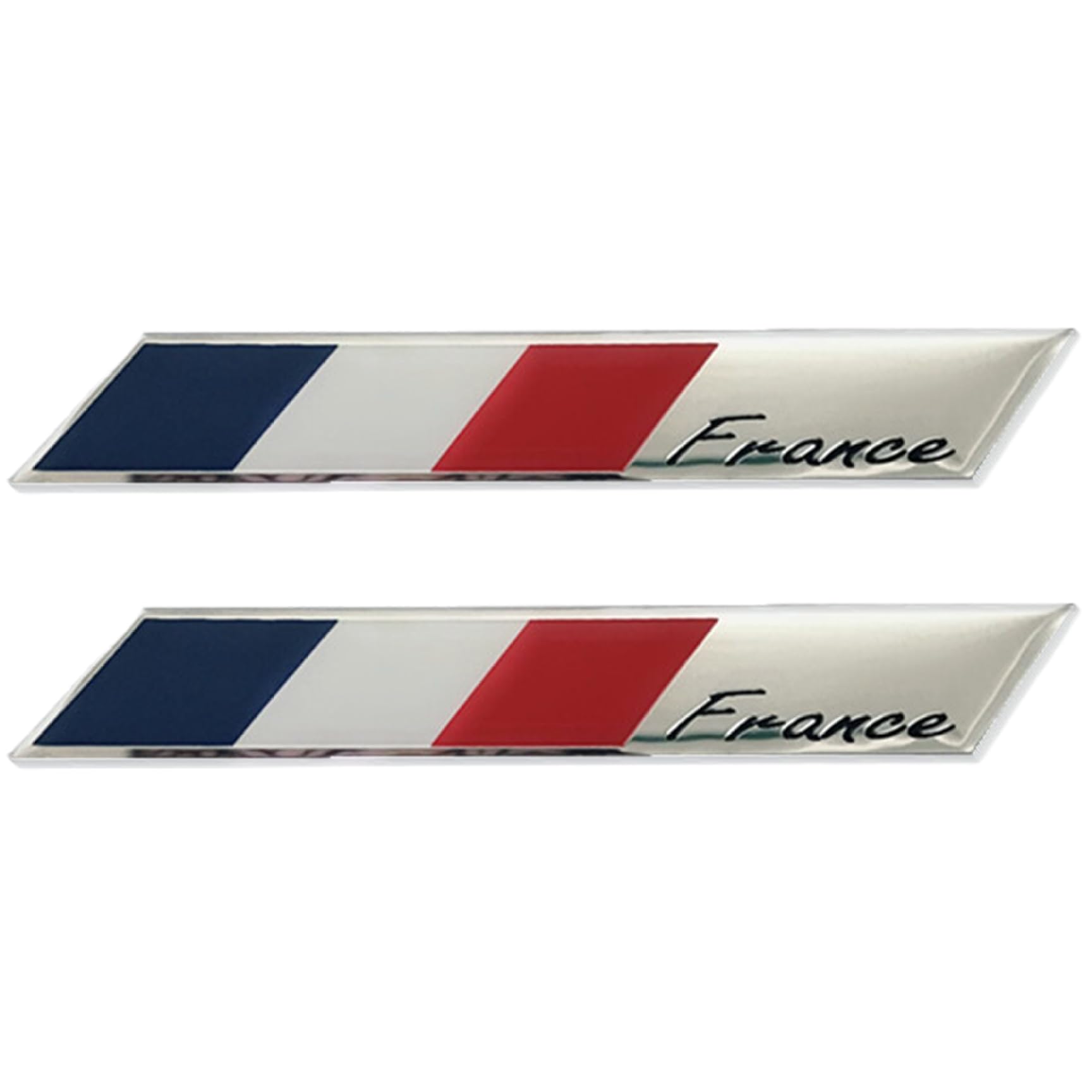 Xoeryoy 2 x französische Aufkleber, 3D-Nationalflagge, Metall, selbstklebende Autoaufkleber, Metall-Auto-Logo-Aufkleber für Autos, Motorräder, Helme (9,9 x 5,1 cm) von Xoeryoy