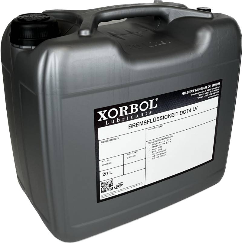 Xorbol 20L Bremsflüssigkeit Bremsflüssigkeit DOT4 LV | ISO 4925 Class 6 | DOT 4 von Xorbol