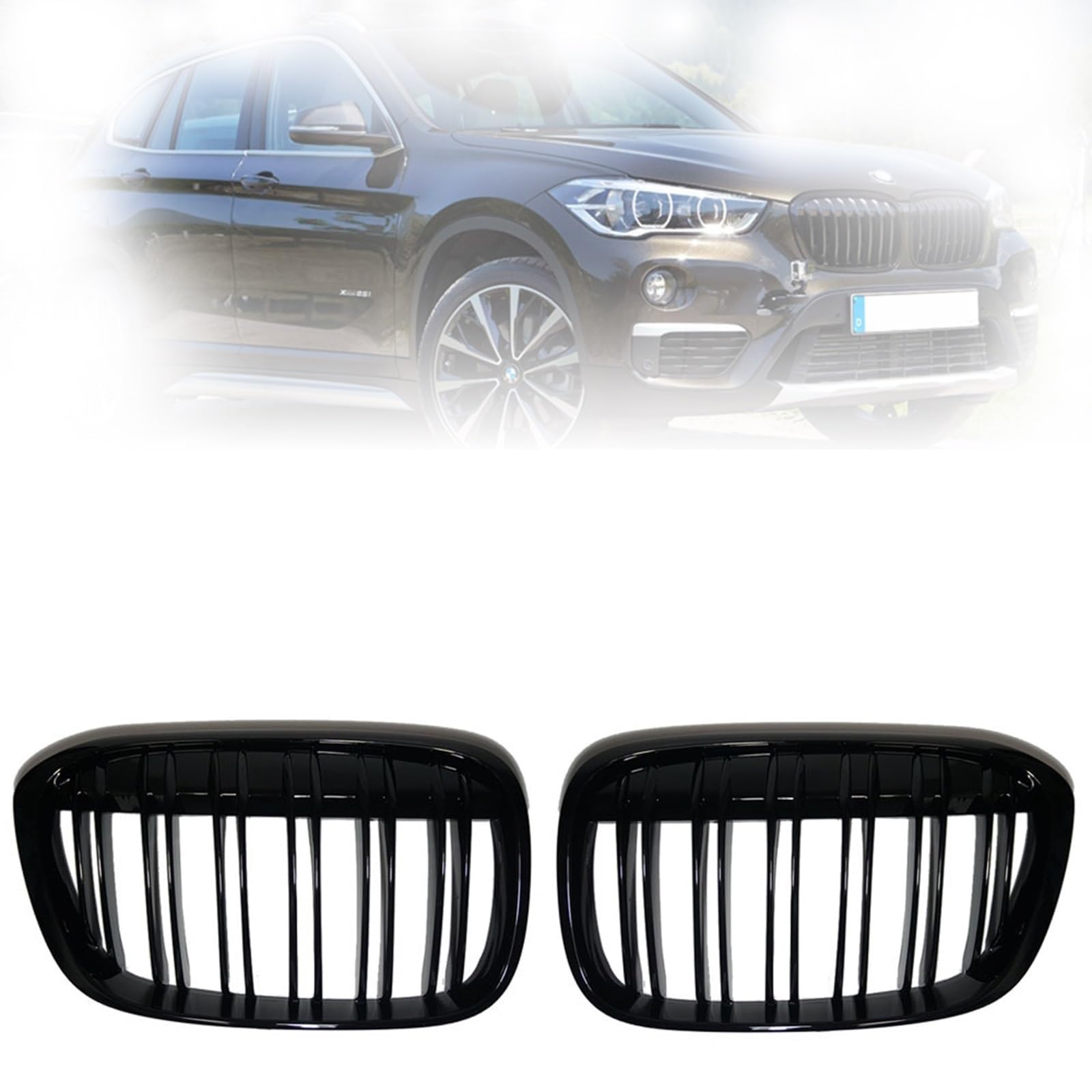 Auto Front Kühlergrille für BMW X1 F48 F49 2016-2019,Front Nieren Kühlergrill Front stoßstange Gitter Waben Grill Dauerhaft von Xpccbhd