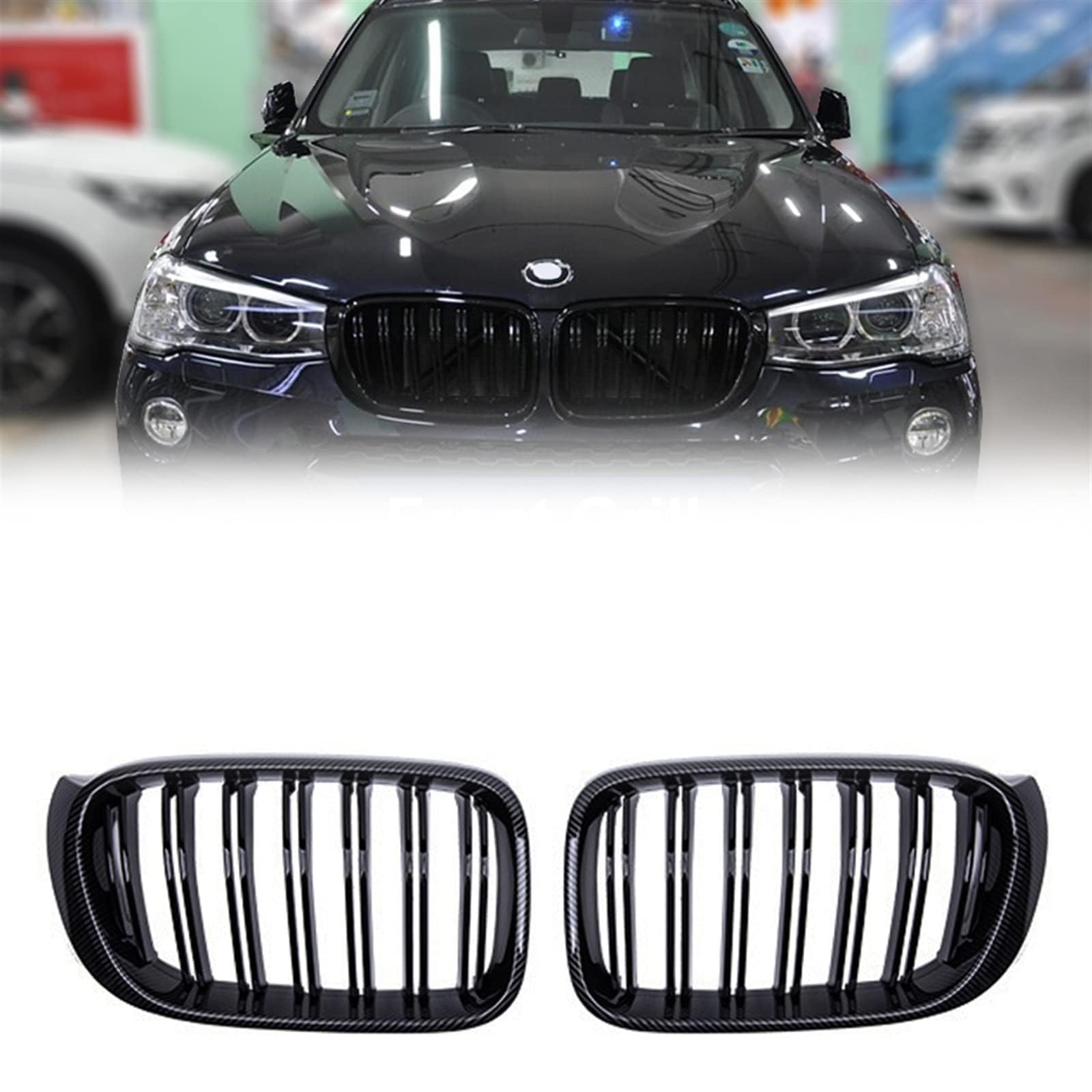 Auto Front Kühlergrille für BMW X3 X4 F25 F26 2014 2015 2016 2017,Front Nieren Kühlergrill Front stoßstange Gitter Waben Grill Dauerhaft von Xpccbhd