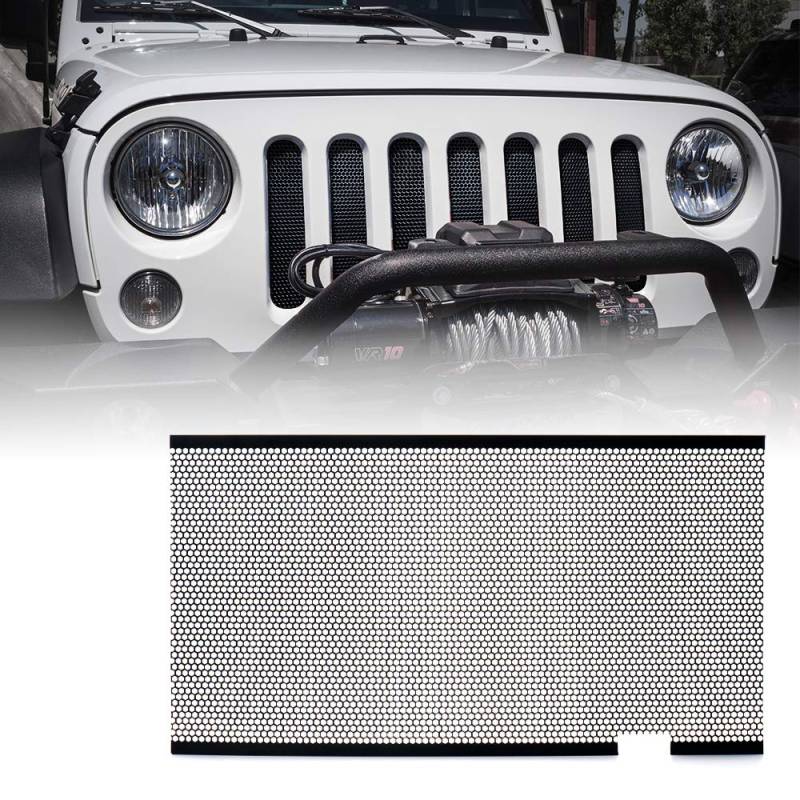 xprite schwarz Edelstahl Mesh Einsatz für Jeep Wrangler JK JKU 2007–2017 Original vorne Kapuze matt Grill Gitter Grid von Xprite