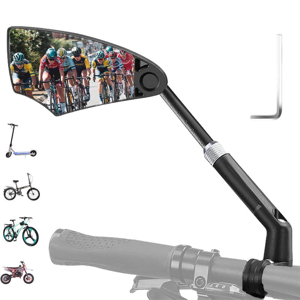 Xreuctop Fahrradspiegel für E-Bike Links, 360 Grad Drehbar Fahrrad Rückspiegel für Lenker 20-23mm, Einziehbarer Blendschutz Fahrrad Spiegel Fahrradrückspiegel für Fahrrad, MTB, Rennräder (Links) von Xreuctop