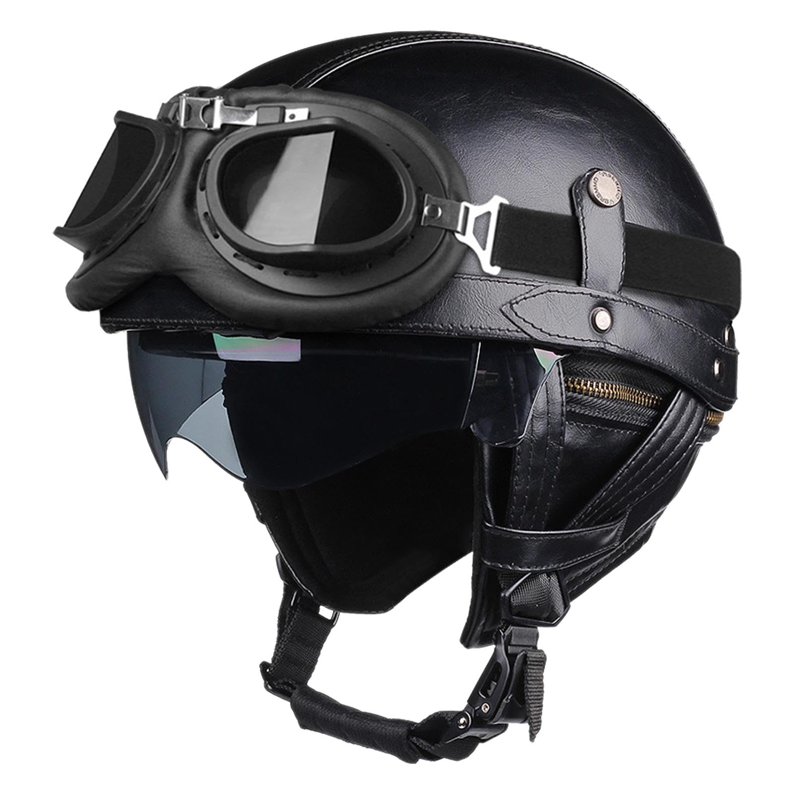 Xtauaguh Vintage-Helme, Motorradhelme | Sicherheit Motorradhelme - Motorradhelme aus Leder, Retro-Halbgesichtshelme mit Sicherheitsschnalle und Schutzbrille von Xtauaguh