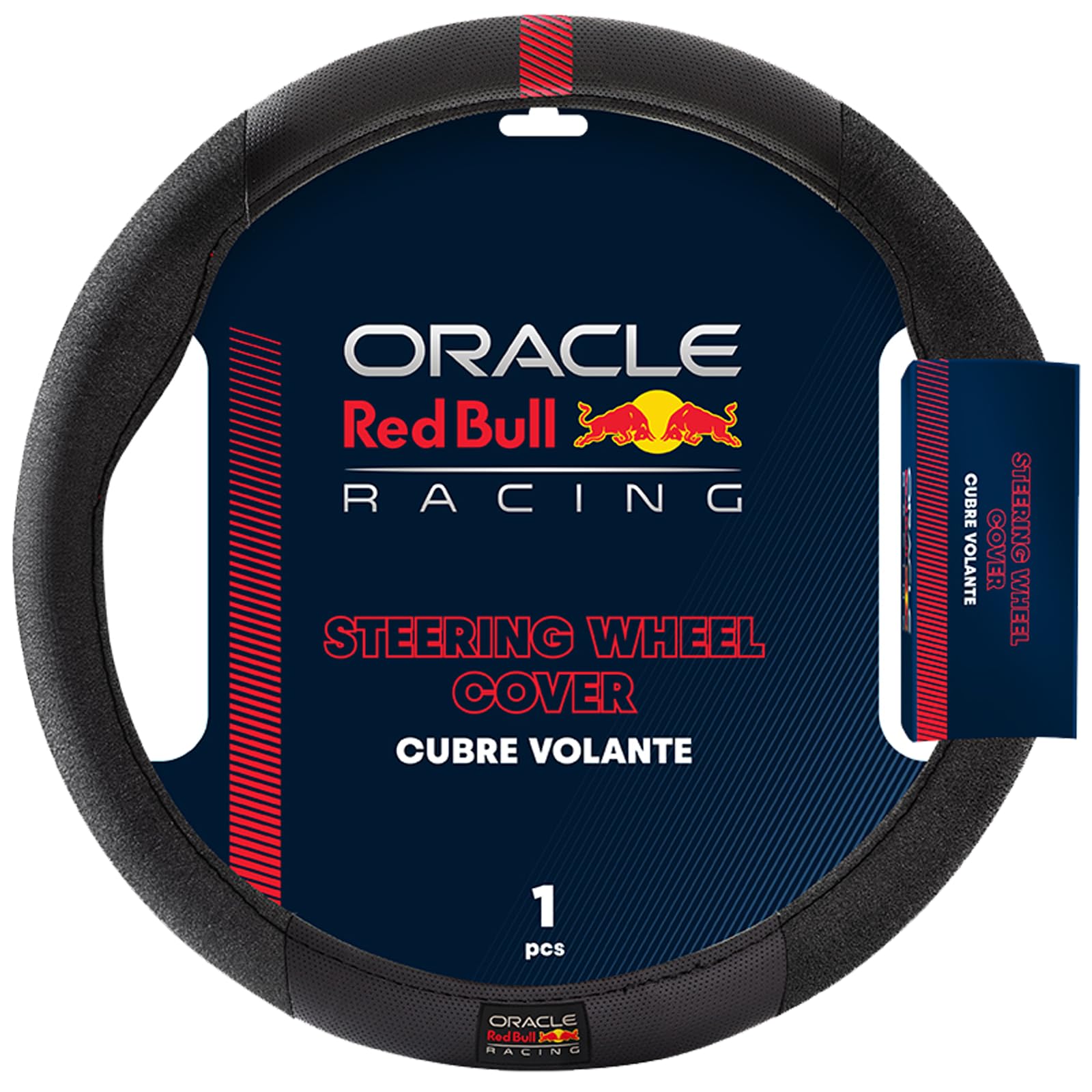 Red Bull Racing Lenkradbezug, universelle Passform, perforiertes Leder mit Stoffgriffen, sportliches Design, schützt und verbessert den Stil Ihres Fahrzeugs (RBSWC001BR) von Xtremeauto