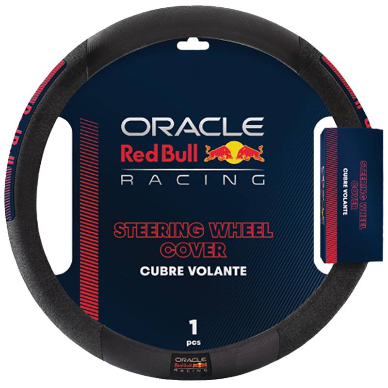 Red Bull Racing Lenkradbezug, universelle Passform, perforiertes Leder mit Stoffgriffen, sportliches Design, schützt und verbessert den Stil Ihres Fahrzeugs (RBSWC003BR) von Xtremeauto