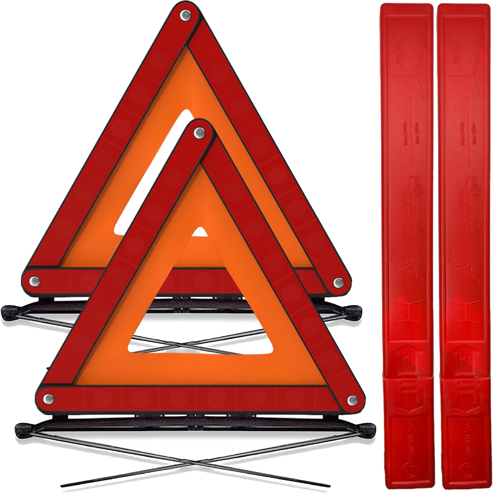 Xtremeauto Notfallwarnung, dreieckig, Auto, Straßensicherheit, Pannen, unerlässlich, reflektierend, tragbar, Pop-Up-Faltung, entspricht der europäischen Norm ECE R27 (Doppelpack, hinten und vorne) von Xtremeauto