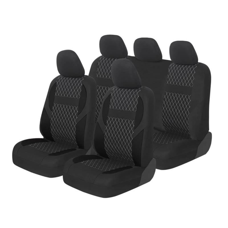 Autositzbezug Autositzbezüge-Set Universell Passend Für Die Meisten Innenausstattungen Für Peugeot 307 Van-Sitzbezüge(Full Set Black) von XuYingBhd