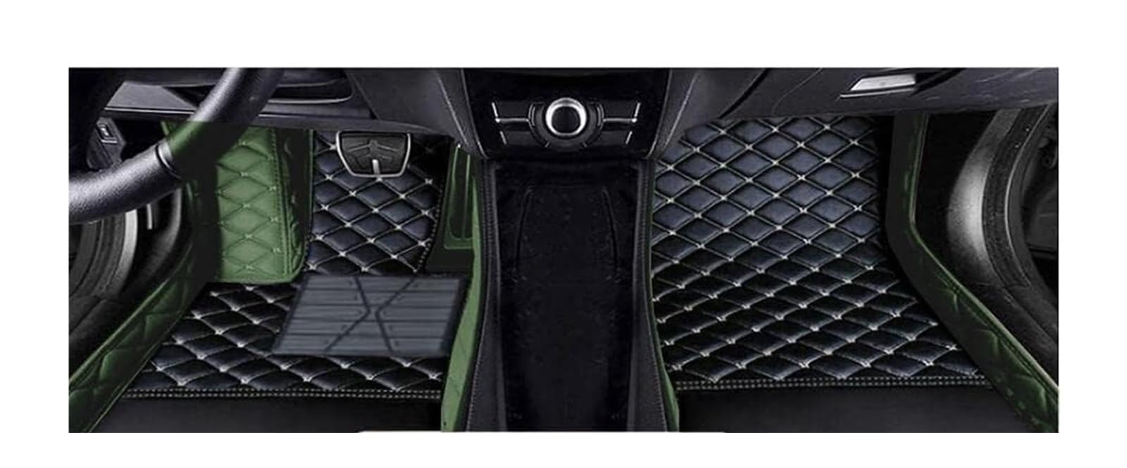 rutschfeste Allwetter Automatte Maßgeschneiderte Auto-Fußmatten Bodenmatten Teppiche Für Skoda Für Kodiaq 2017 2018 2019 2020 2021 Autofußmatten(Black with Green) von XuYingBhd