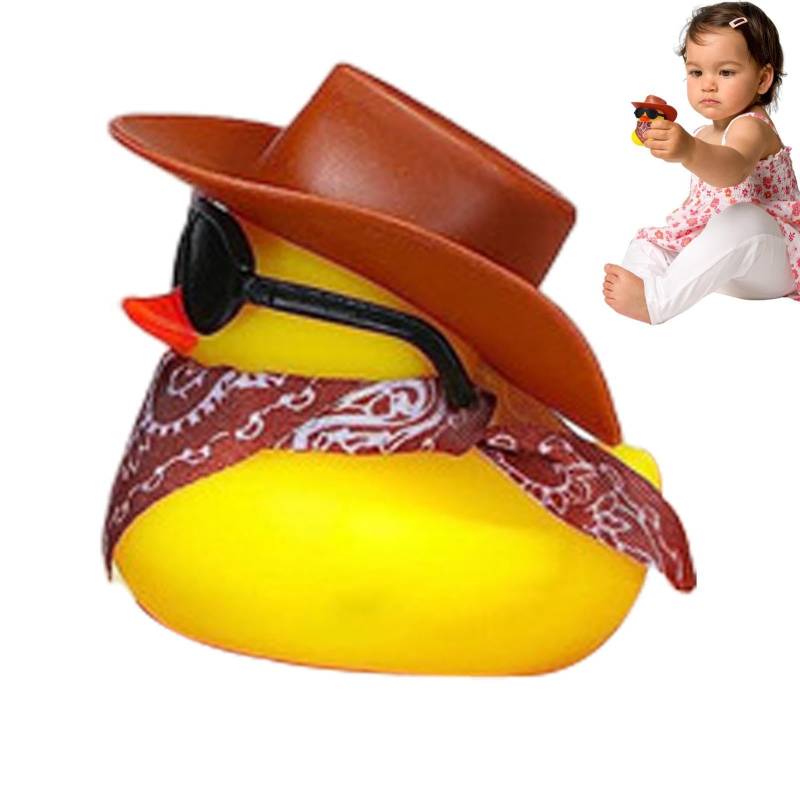 Coole Gummi Enten Sonnenbrille, Lustige Badeente Mit Cowboyhut, Cowboy Armaturenbrett Ente, Quietsche Ente Badespielzeug, Cooles Auto Enten Ornament Für Armaturenbrett Mit Niedlich Prop von Xujuika