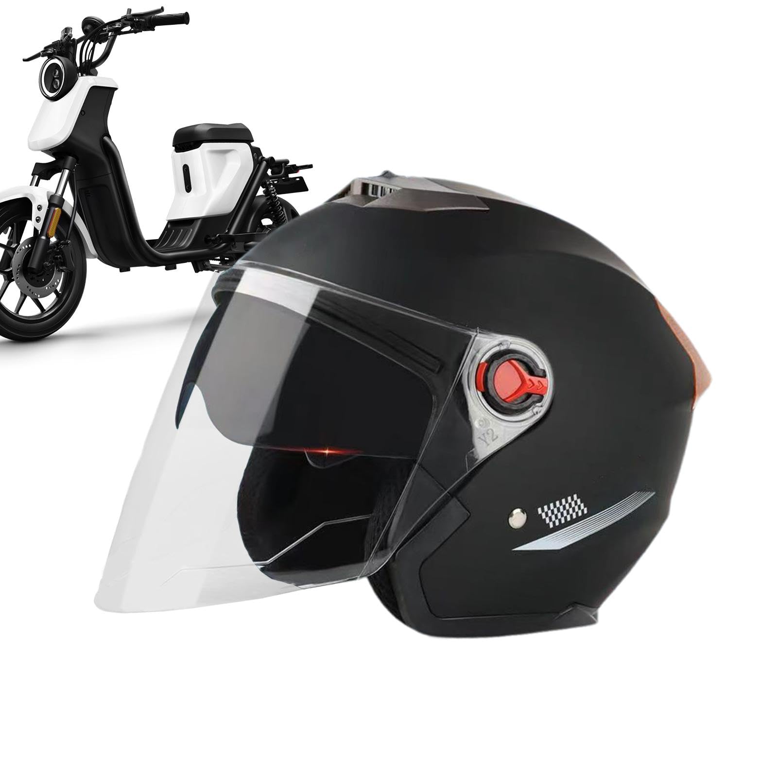 Langlebige Motorradhelme Mit Visier Für Roller, 3/4 Mopedhelme Mit Visier, Offene Motorradhelme, Roller Motorrad Motorrad Crash Jets Helm Mit Offenem Gesicht Für Männer Und Frauen von Xujuika