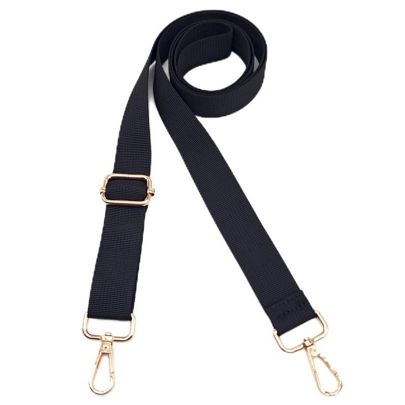 Xundefeng 2.5cm Schwarz Breiter Taschengurt Verstellbarer Schultergurt für Taschen Taschengurte zum Wechseln Schulterriemen - Gold Clip von Xundefeng