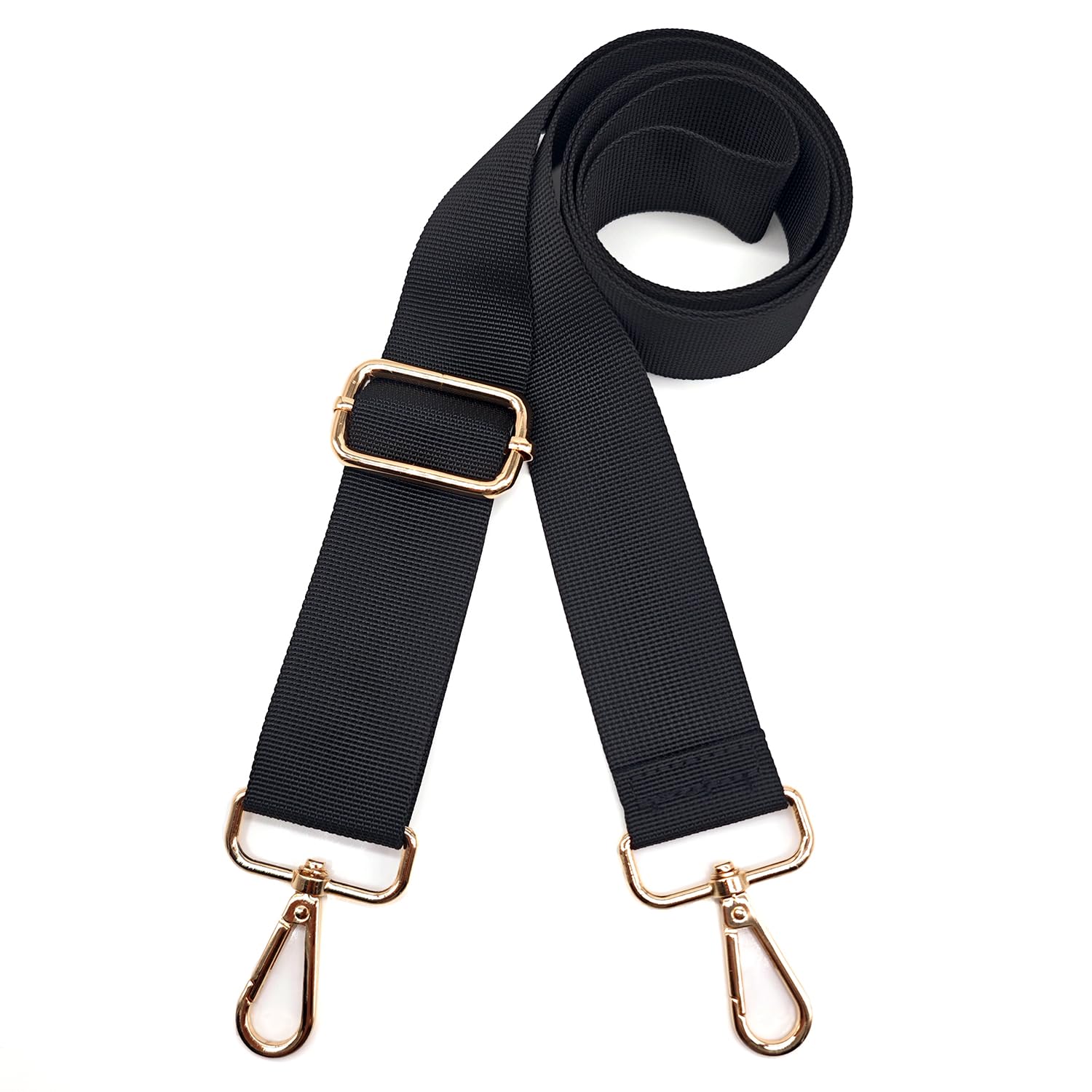 Xundefeng 3.8cm Schwarz Breiter Taschengurt Verstellbarer Schultergurt für Taschen Taschengurte zum Wechseln Schulterriemen - Gold Clip von Xundefeng