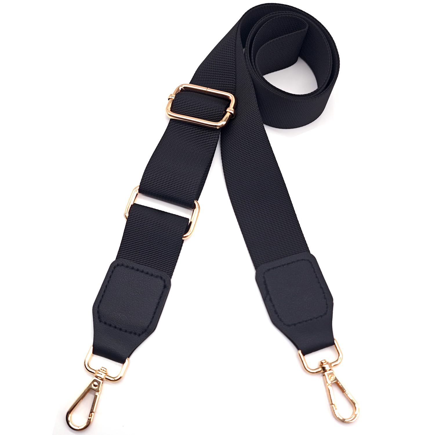 Xundefeng 3.8cm Schwarz Breiter Taschengurt Verstellbarer Schultergurt für Taschen Taschengurte zum Wechseln Schulterriemen - Gold Clip von Xundefeng