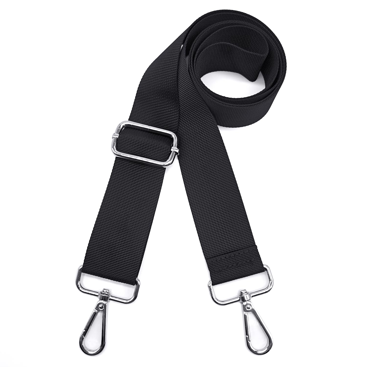 Xundefeng 3.8cm Schwarz Breiter Taschengurt Verstellbarer Schultergurt für Taschen Taschengurte zum Wechseln Schulterriemen - Silber Clip von Xundefeng