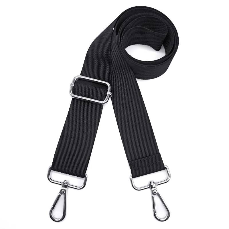 Xundefeng 3.8cm Schwarz Breiter Taschengurt Verstellbarer Schultergurt für Taschen Taschengurte zum Wechseln Schulterriemen - Silber Clip von Xundefeng