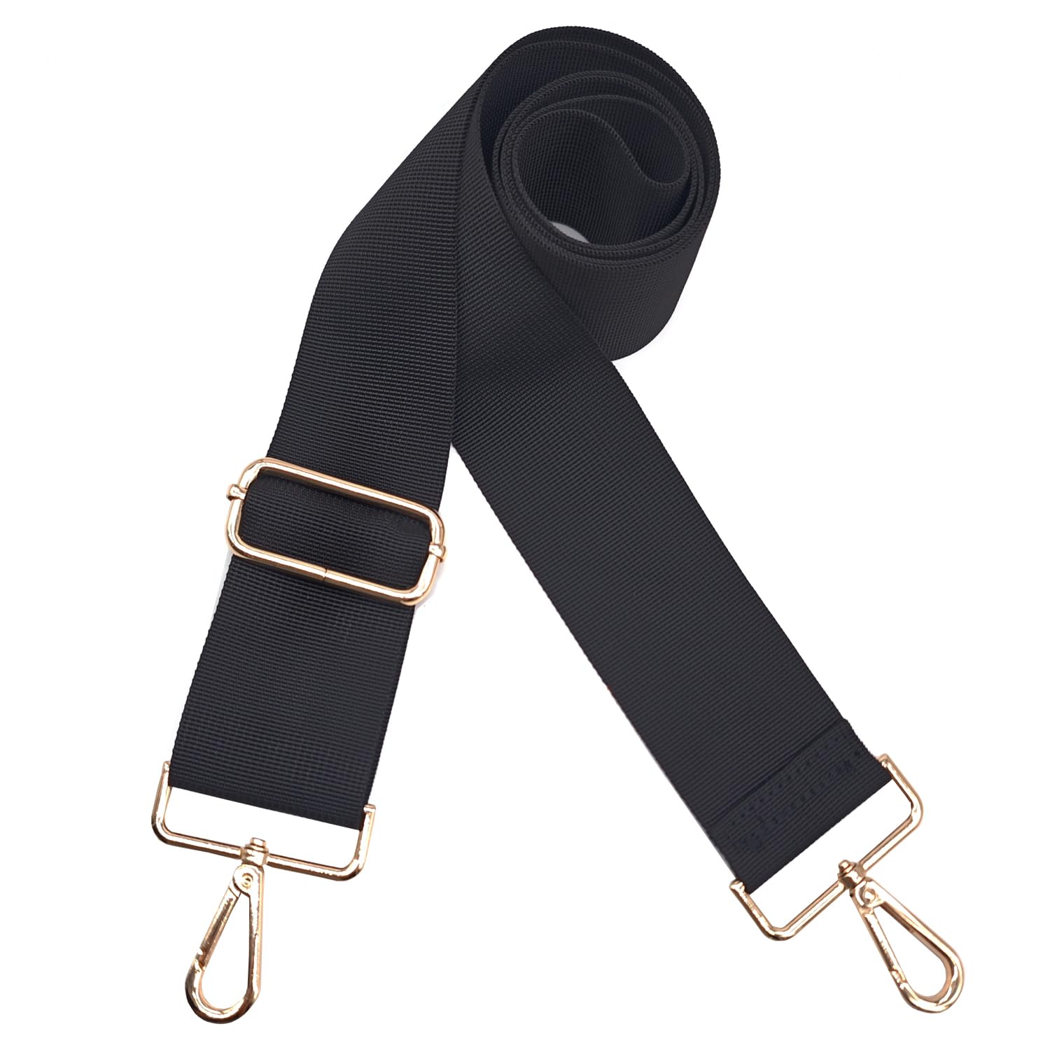 Xundefeng 5cm Schwarz Breiter Taschengurt Verstellbarer Schultergurt für Taschen Taschengurte zum Wechseln Schulterriemen - Gold Clip von Xundefeng