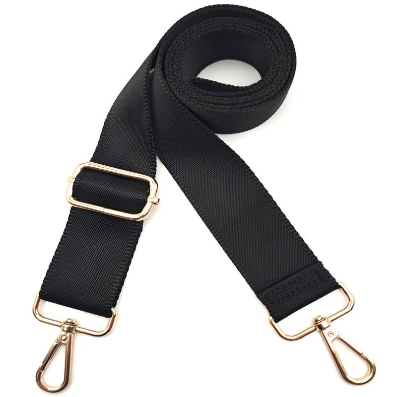 Xundefeng 5cm Schwarz Breiter Taschengurt Verstellbarer Schultergurt für Taschen Taschengurte zum Wechseln Schulterriemen - Gold Clip von Xundefeng