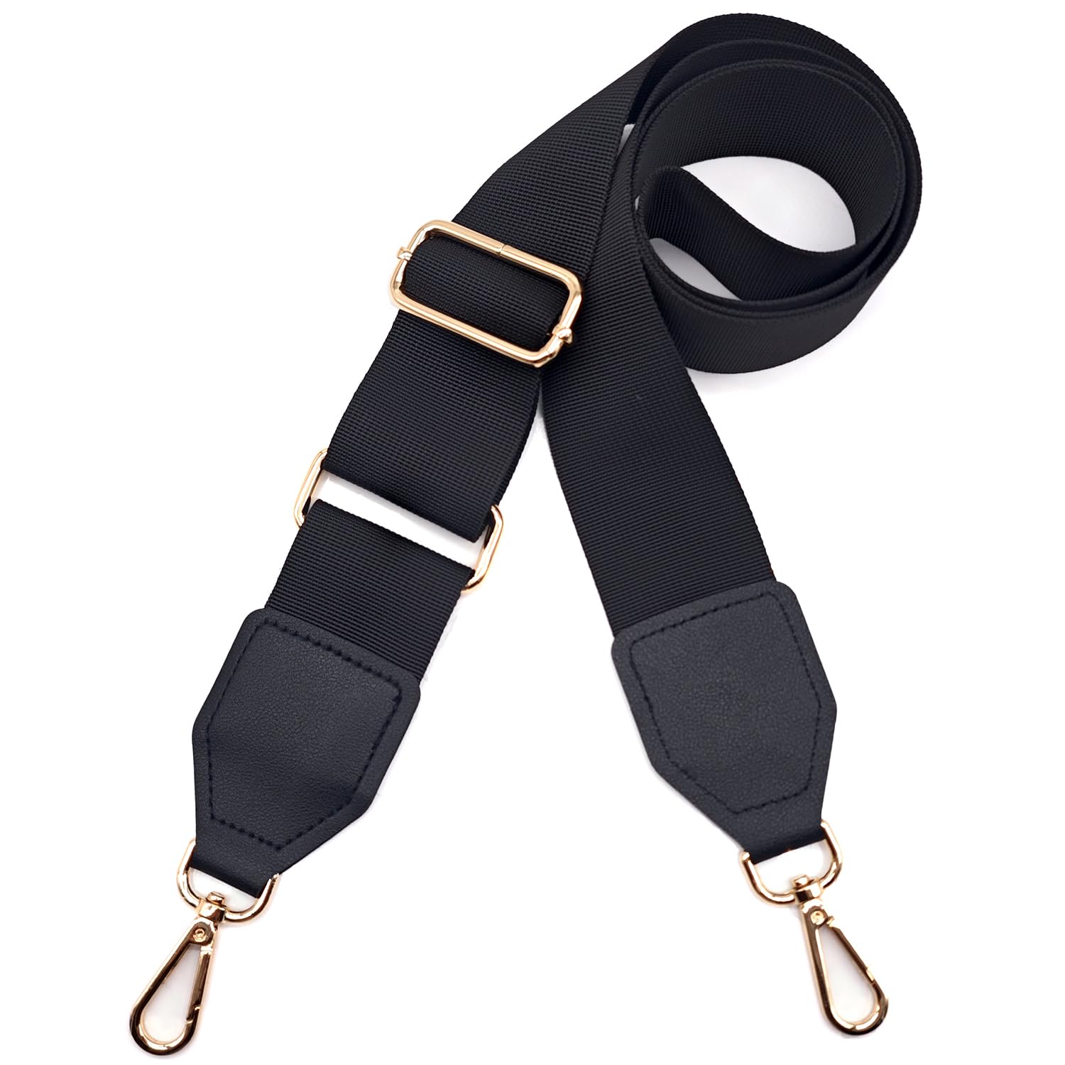 Xundefeng 5cm Schwarz Breiter Taschengurt Verstellbarer Schultergurt für Taschen Taschengurte zum Wechseln Schulterriemen - Gold Clip von Xundefeng