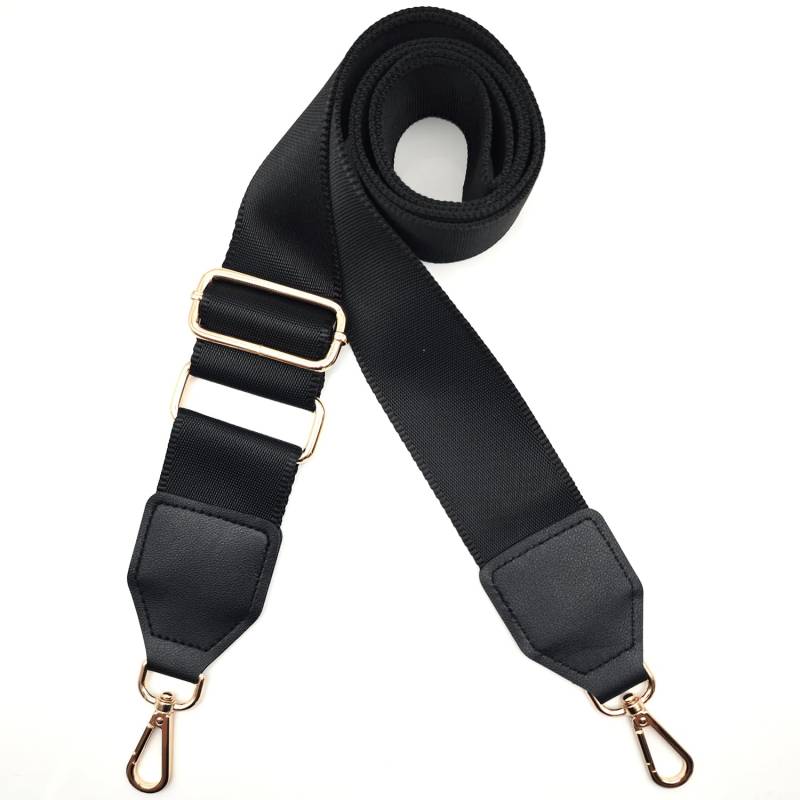 Xundefeng 5cm Schwarz Breiter Taschengurt Verstellbarer Schultergurt für Taschen Taschengurte zum Wechseln Schulterriemen - Gold Clip von Xundefeng