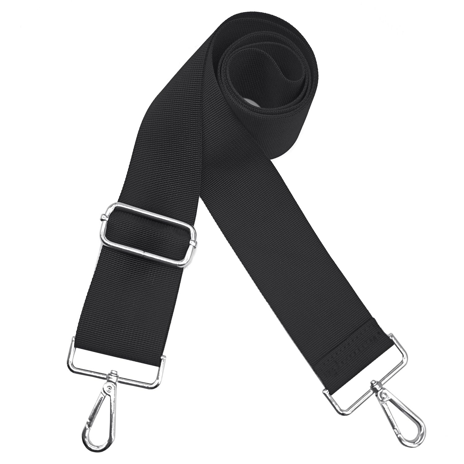 Xundefeng 5cm Schwarz Breiter Taschengurt Verstellbarer Schultergurt für Taschen Taschengurte zum Wechseln Schulterriemen - Silber Clip von Xundefeng