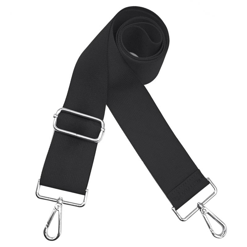 Xundefeng 5cm Schwarz Breiter Taschengurt Verstellbarer Schultergurt für Taschen Taschengurte zum Wechseln Schulterriemen - Silber Clip von Xundefeng