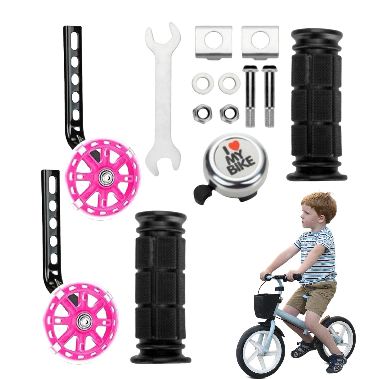 Xvilmaun Fahrrad-Stützräder für Kinder,Fahrrad-Hilfsrad für Kinder | Mute Training Fahrradräder mit Klingel - Stützräder, Fahrstabilisator für 12 14 16 18 20 Zoll Single-Speed-Bikes von Xvilmaun