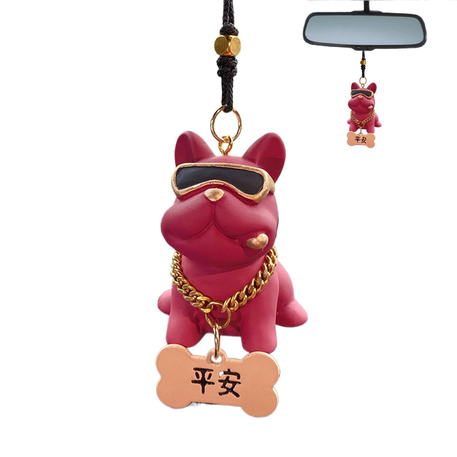 Xvilmaun Hundeauto-Ornament, Hundeauto-Anhänger | Bulldog Auto Interior Dangle Resin,Bulldogge Auto-Anhänger zum Aufhängen, Dekoration, niedliche Rückspiegel, Zubehör für Männer und Frauen von Xvilmaun