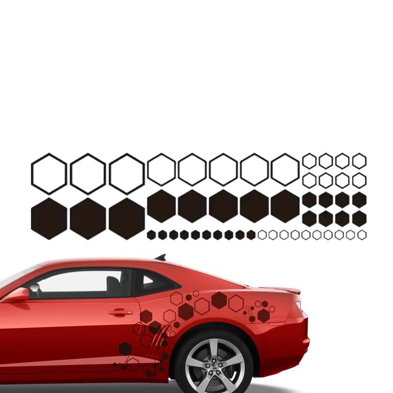 Xvilmaun Sechseck-Autoaufkleber, Waben-Autoaufkleber,Selbstklebende Aufkleber für die Türseite | Sechseckiger geometrischer Musteraufkleber, stilvoller Auto-Seitenkörperaufkleber, modischer von Xvilmaun