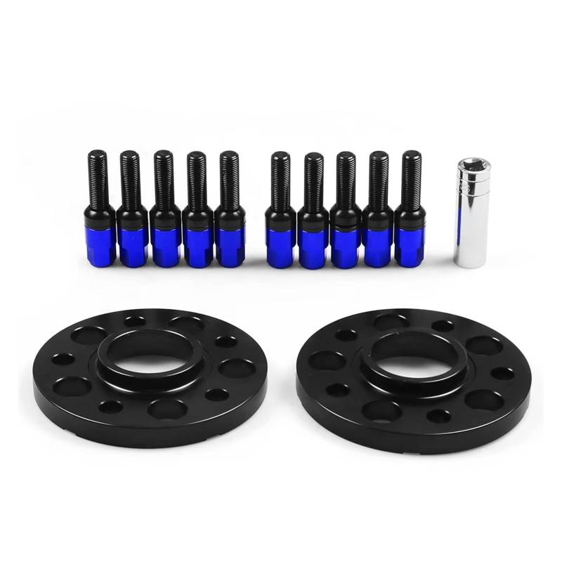 Spurverbreiterungen Für A4 Für A6 Für A7 Für A8 Für Q5 Für SQ5 15mm 66,6mm 5x112mm Hub Centric Bohrung Spurverbreiterungen M14x1,5 Konische Schrauben Spurverbreiterung(Blue bolts) von Xwthsch