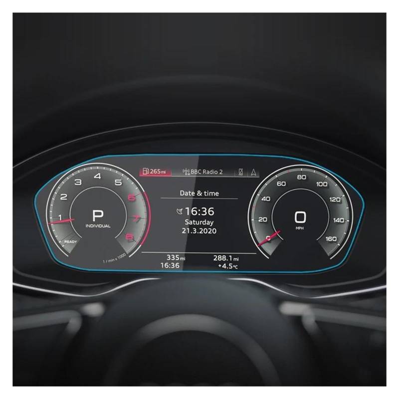 Auto Displayschutzfolie 12,3 Zoll Für A5 2020-2021 Dashboard Navigation Membran Auto GPS Display Gehärtetes Glas Display-schutzfolie Auto Aufkleber Navigation Schutzfolie(B Anti-Blue-ray) von Xxiucj