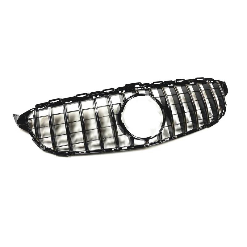 Kühlergrill Für Benz Für C Klasse W205 2014-2018 C180 C200 C250 C300 C43 GT Stil Schwarz/Silber Kühlergrill Grill Obere Stoßstange Haube Mesh Auto Frontgrill(Silber) von Xxiucj