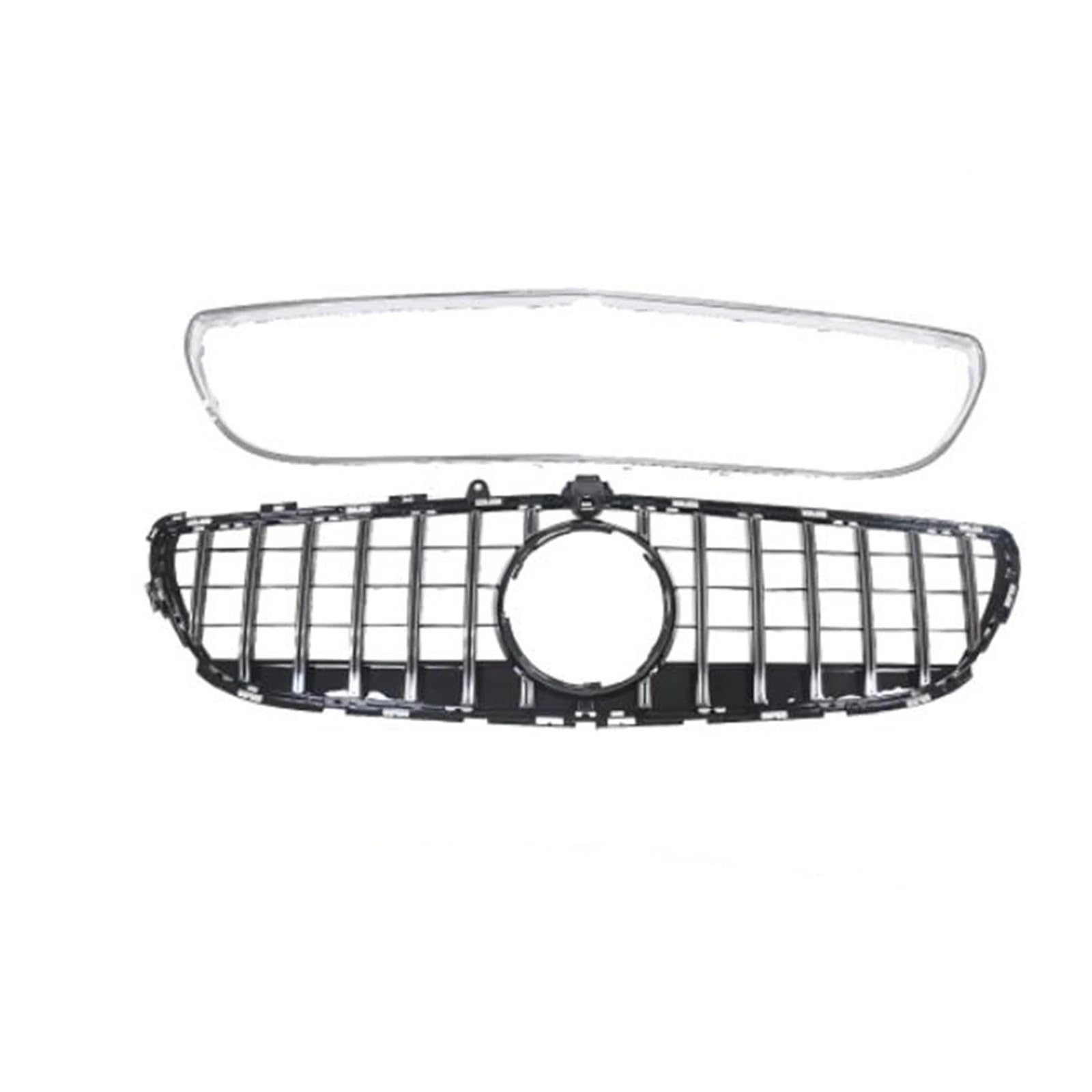 Kühlergrill Für Benz Für CLS Klasse W218 CLS260 CLS300 CLS320 CLS350 CLS400 2015-2018 Obere Stoßstange Haube Mesh Front Grill Grille W/Rahmen Auto Frontgrill(Silber) von Xxiucj