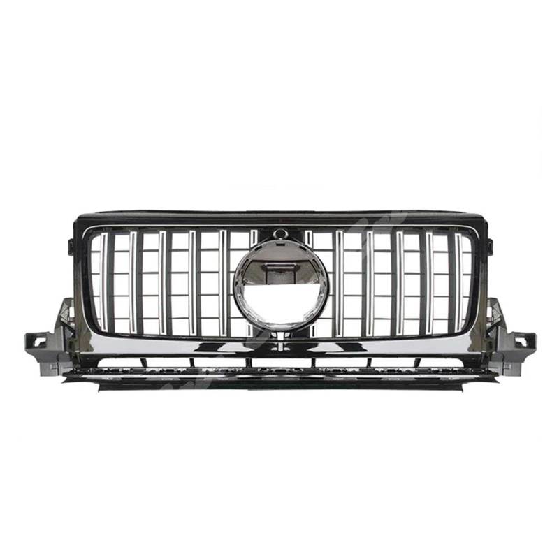 Kühlergrill Für Benz Für G-Klasse W464 2019 2020 2021 2022 Auto Front Racing Stoßstange Grille Oberen Vent Bar Grill Auto Frontgrill(BLK Frame Silver) von Xxiucj