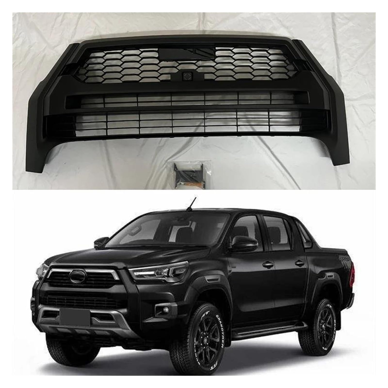 Kühlergrill Für Hilux Für Hilux Rocco GR 2021 2022 2023 Modifizierter Kühlergrill Vorne Racing Grill Grills Mesh Front Stoßstange Gitter Auto Frontgrill von Xxiucj