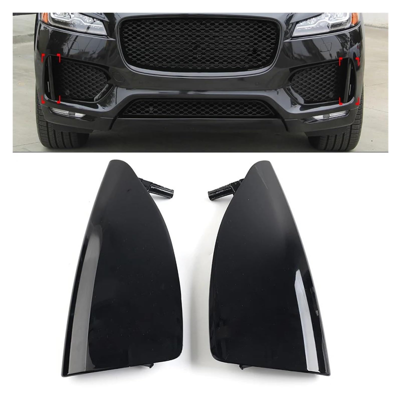 Kühlergrill Für Jaguar Für F-Tempo 2016 2017 2018 2019 2020 2X Glänzend Schwarz Auto Front Stoßstange Nebel Licht Lampe Kühlergrill Gitter Form Panel Auto Frontgrill von Xxiucj